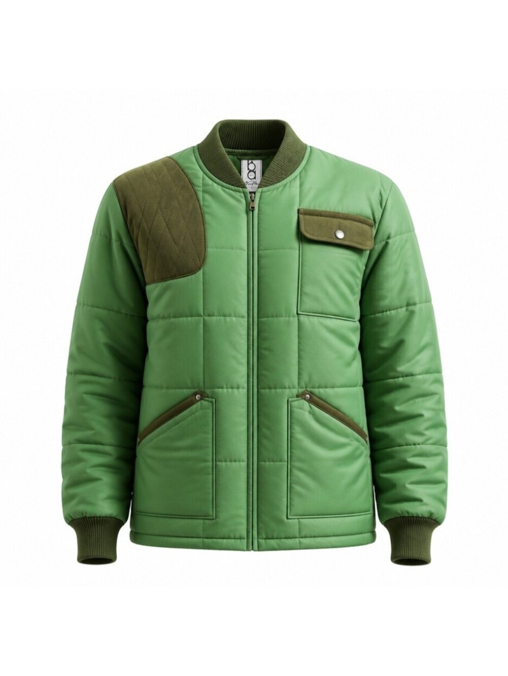 Vtg 70s 80s Bob Allen Quilted Shooting Jacket Men Large L Green Suede Patch Coat